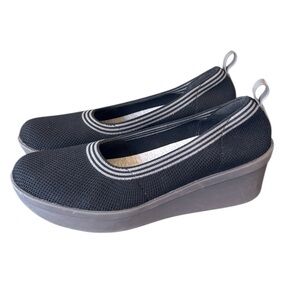 Clarks Cloudsteppers Step Rose Fern‎ Black Knit Wedges Size 8.5